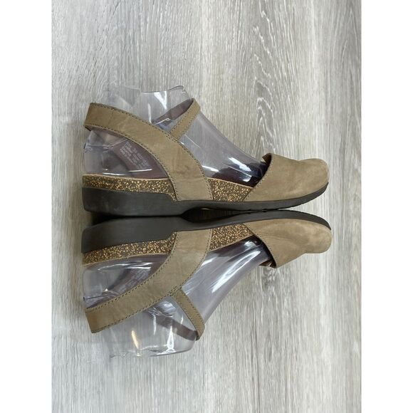 Dansko Rowan Women's 9 Brown Slingback Leather Sandal Cork Wedge Footbed Comfort - Picture 5 of 10